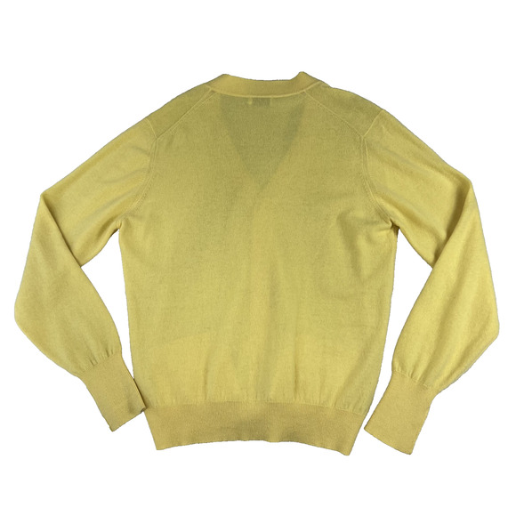 St. Croix Cardigan Men's Large Yellow 100% Pure Cashmere With Pockets - Picture 2 of 9